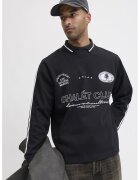 Jack & Jones Bluza de trening polo din amestec de bumbac cu imprimeu text - Negru
