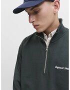 Jack & Jones Bluza de trening relaxed fit cu fermoar scurt - Verde inchis
