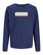 Jack & Jones Bluza din bumbac cu decolteu la baza gatului si imprimeu logo - Bleumarin