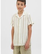 Jack  Jones Camasa cu maneci scurte si model cu dungi - Alb murdar/Verde fistic