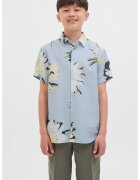 Jack  Jones Camasa cu maneci scurte si model floral - Alb/Albastru azur