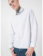 Jack & Jones Camasa din bumbac organic cu guler ascutit - Alb/Negru/Albastru deschis