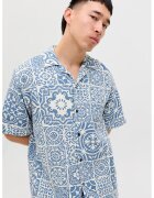 Jack  Jones Camasa relaxed fit cu maneci scurte - Alb/Albastru pastel