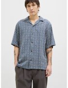 Jack & Jones Camasa relaxed fit cu maneci scurte - Albastru inchis/Bej deschis