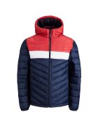 Jack & Jones Geaca JACK &JONES Hero Puffer - 12211785-Navy Blazer TRUE RED BLOCKING 17402 - Albastru inchis