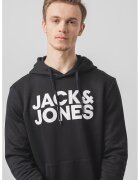 Jack & Jones Hanorac cu imprimeu - logo si buzunar kangaroo - Negru/Alb optic
