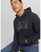 Jack & Jones Hanorac cu imprimeu - logo si buzunar kangaroo - Negru stins