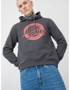 Jack & Jones Hanorac regular fit cu imprimeu logo - Rosu stins/Gri antracit