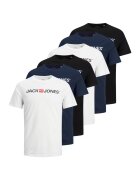 Jack  Jones Jack & Jone - Set de tricouri cu decolteu la baza gatului Corp - 6 piese - Alb/Negru/Albastru