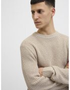 Jack & Jones Pulover cu decolteu la baza gatului si aspect texturat - Bej