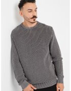 Jack  Jones Pulover de bumbac cu aspect texturat - Alb murdar/Gri inchis