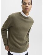 Jack & Jones Pulover din amestec de bumbac organic cu decolteu rotund - Maro deschis melange
