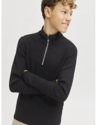Jack & Jones Pulover din bumbac cu fermoar scurt - Negru