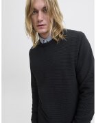 Jack & Jones Pulover regular fit cu decolteu la baza gatului - Negru