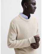 Jack & Jones Pulover tricotat cu decolteu la baza gatului - Crem