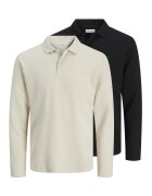 Jack & Jones Set de bluze cu model uni si guler polo - 2 piese - Negru/Maro nisip