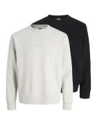 Jack & Jones Set de bluze de trening din bumbac cu decolteu la baza gatului - 2 piese - Negru/Alb murdar