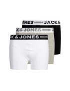 Jack  Jones Set de boxeri cu banda logo Sense - 3 perechi - Alb/Negru/Gri melange