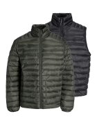 Jack & Jones Set de geaca matlasata si vesta - 2 piese - Verde/Negru
