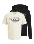 Jack  Jones Set de hanorac si tricou cu logo - 2 perechi - Alb fildes/Negru