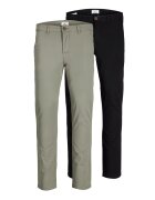 Jack  Jones Set de pantaloni chino slim fit Marco - 2 perechi - Negru/Kaki