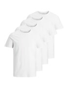 Jack & Jones Set de tricouri cu decolteu la baza gatului Basic - 4 piese - Alb