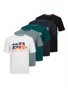 Jack & Jones Set de tricouri cu imprimeu logo - 5 piese - Alb/Negru/Albastru