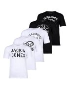 Jack  Jones Set de tricouri cu imprimeu logo Leogra - 5 piese - Alb/Negru