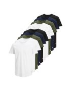 Jack  Jones Set de tricouri de bumbac - 10 piese - Alb/Negru/Kaki