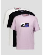 Jack  Jones Set de tricouri de bumbac Marbella - 3 piese - Alb/Negru/Violet prafuit