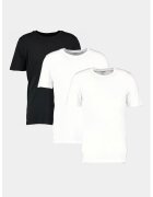 Jack  Jones Set de tricouri din bumbac organic cu decolteu la baz gatului - 3 piese - Alb/Negru