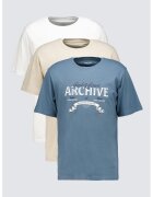 Jack & Jones Set de tricouri din bumbac organic cu imprimeu - 3 piese - Albastru inchis/Alb optic/Bej deschis