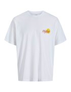 Jack  Jones Tricou cu decolteu la baza gatului si imprimeu - Alb/Albastru