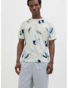 Jack  Jones Tricou cu decolteu la baza gatului si imprimeu - Albastru ultramarin/Alb murdar/Albastru deschis