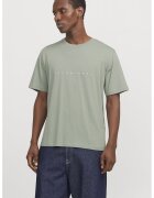 Jack  Jones Tricou cu decolteu la baza gatului si imprimeu logo - Verde deschis
