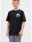 Jack & Jones Tricou cu decolteu la baza gatului si imprimeu - Negru/Albastru
