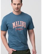 Jack & Jones Tricou cu decolteu la baza gatului si imprimeu text - Alb fildes/Albastru prafuit/Roz somon