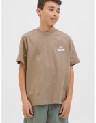 Jack  Jones Tricou cu decolteu la baza gatului si imprimeu text - Maro nisip