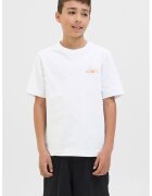 Jack  Jones Tricou cu imprimeu si decolteu la baza gatului - Alb/Portocaliu/Albastru