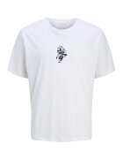 Jack  Jones Tricou cu imprimeu si decolteu la baza gatului - Negru stins/Alb optic