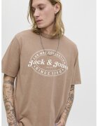 Jack  Jones Tricou cu imprimeu si maneci cazute - Alb/Maro taupe