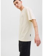 Jack & Jones Tricou cu logo discret pe piept si decolteu la baza gatului - Bej deschis