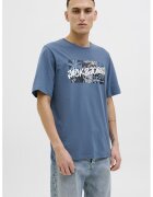 Jack  Jones Tricou de bumbac cu imprimeu - Alb/Albastru lavanda