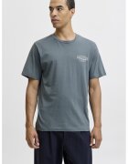 Jack  Jones Tricou de bumbac cu imprimeu si decolteu la baza gatului - Gri carbune