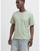 Jack & Jones Tricou de bumbac cu imprimeu si decolteu la baza gatului - Gri cenusiu