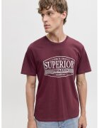 Jack & Jones Tricou de bumbac cu imprimeu si decolteu la baza gatului - Visiniu