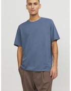 Jack & Jones Tricou de bumbac organic cu decolteu la baza gatului si broderie discreta - Albastru prafuit