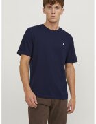 Jack & Jones Tricou de bumbac organic cu decolteu la baza gatului si broderie discreta - Bleumarin