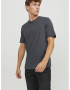 Jack  Jones Tricou de bumbac organic cu decolteu la baza gatului si broderie discreta - Gri melange