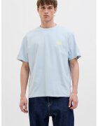 Jack  Jones Tricou din amestec de bumbac organic cu decolteu la baza gatului - Galben/Albastru azur